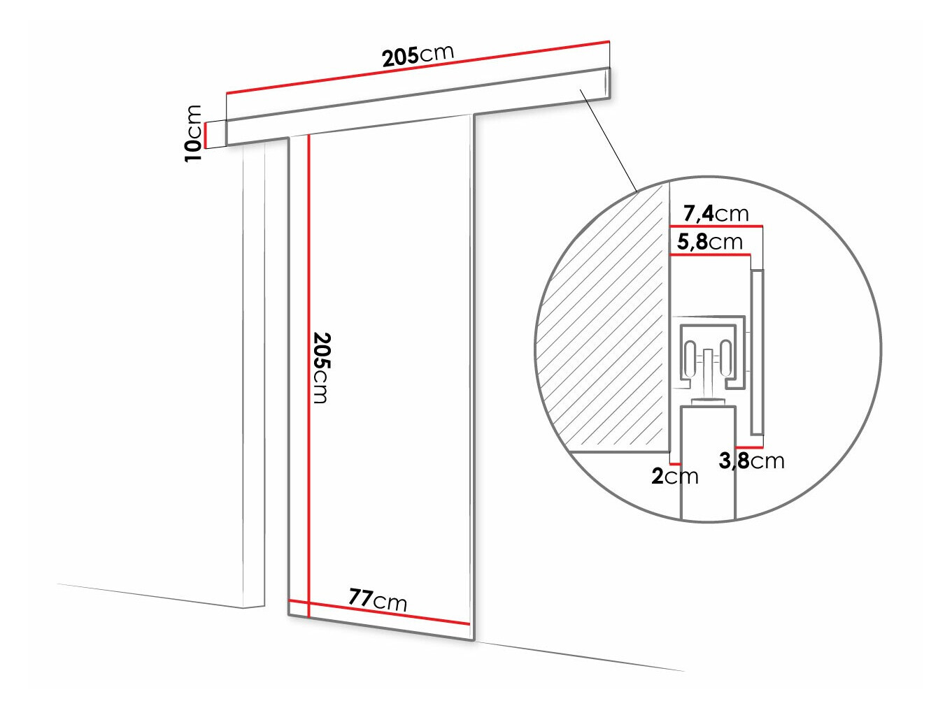 Schwebetür Closico Fundus III (Weiß)
