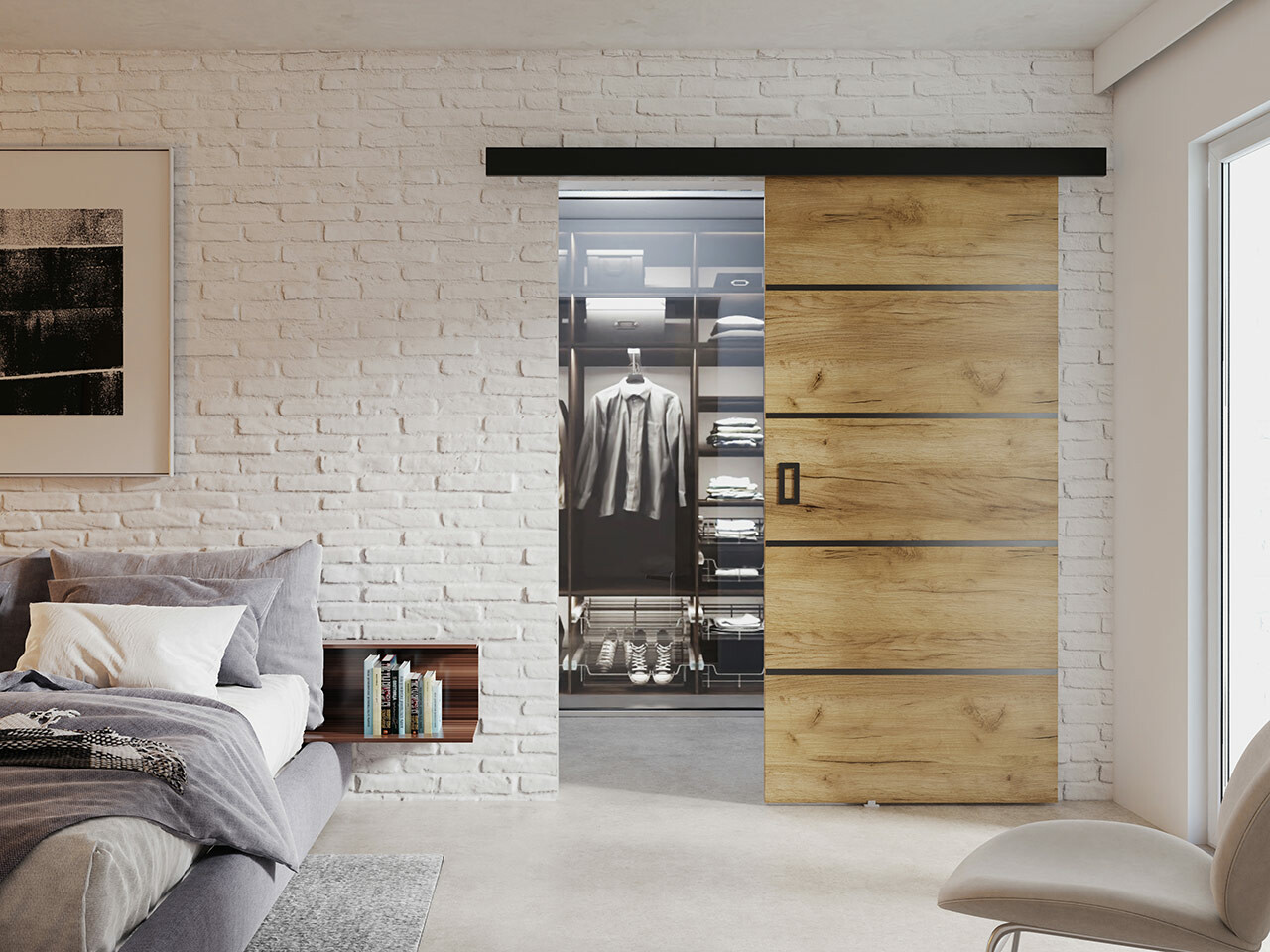 Schwebetür Dover 173 (Craft eichenholzoptik)