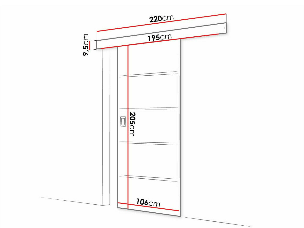 Schwebetür Dover 173 (Esche dunkel)