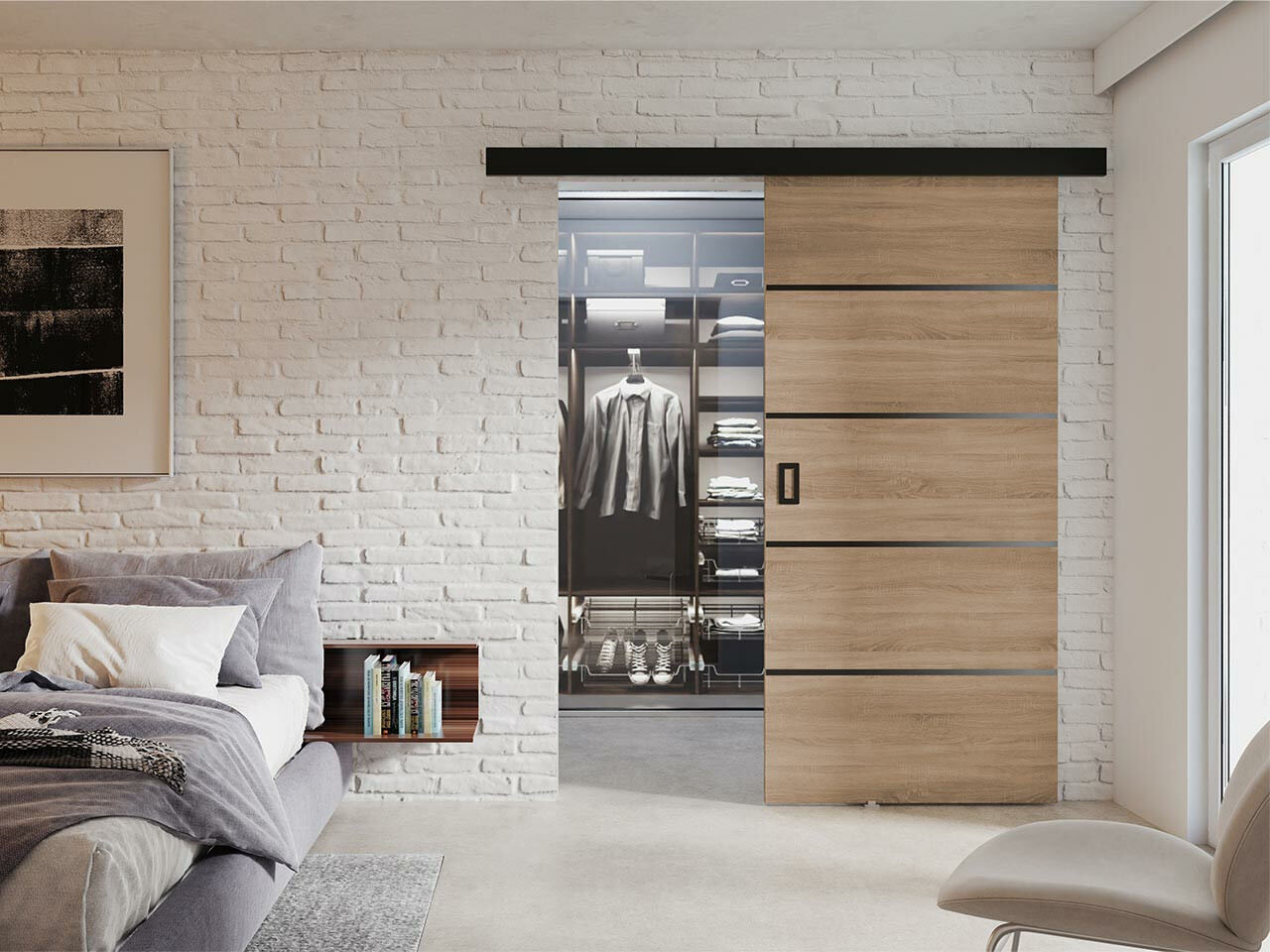 Schwebetür Dover 173 (Sonoma Eichenholzoptik)