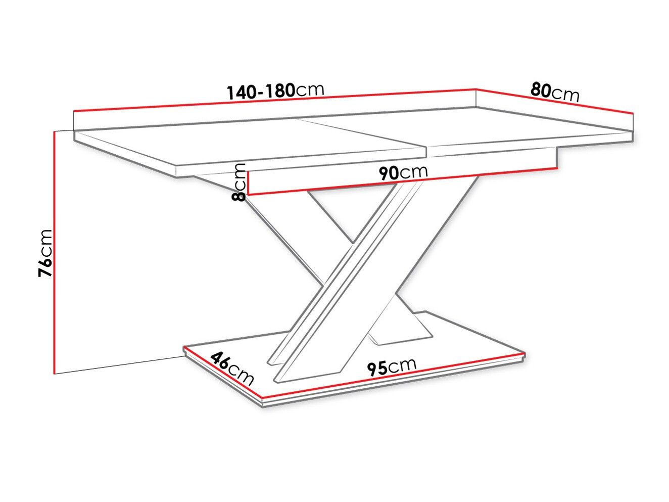 Tisch Decium (Weiß + Beton)