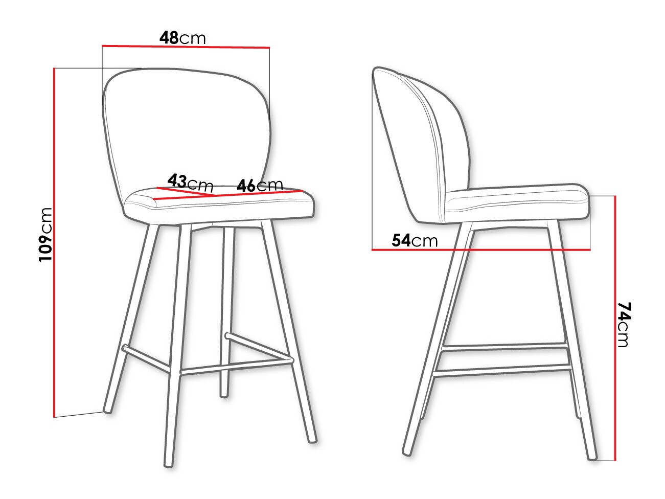 Barstuhl Jackson 101 (Schwarz + Magic Velvet 2250)