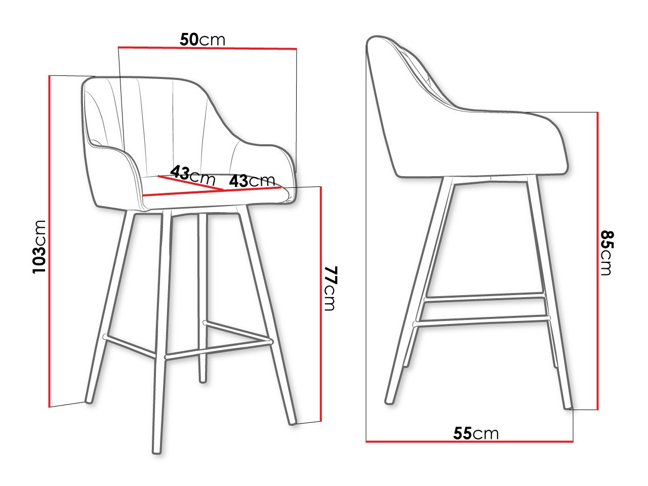 Barstuhl Jackson 102 (Schwarz + Magic Velvet 2209)