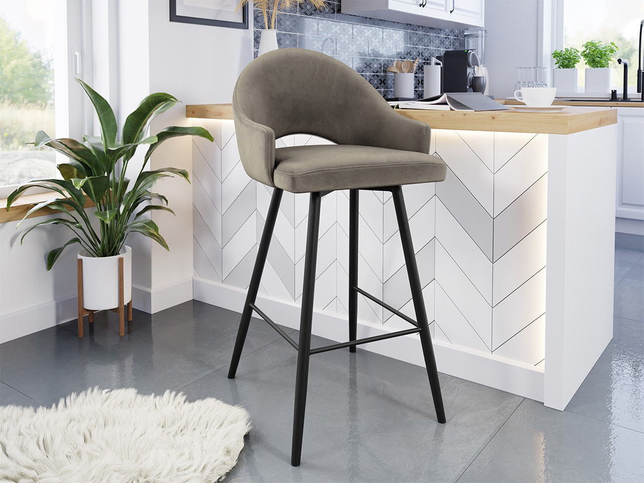 Barstuhl Jackson 103 (Schwarz + Magic Velvet 2209)