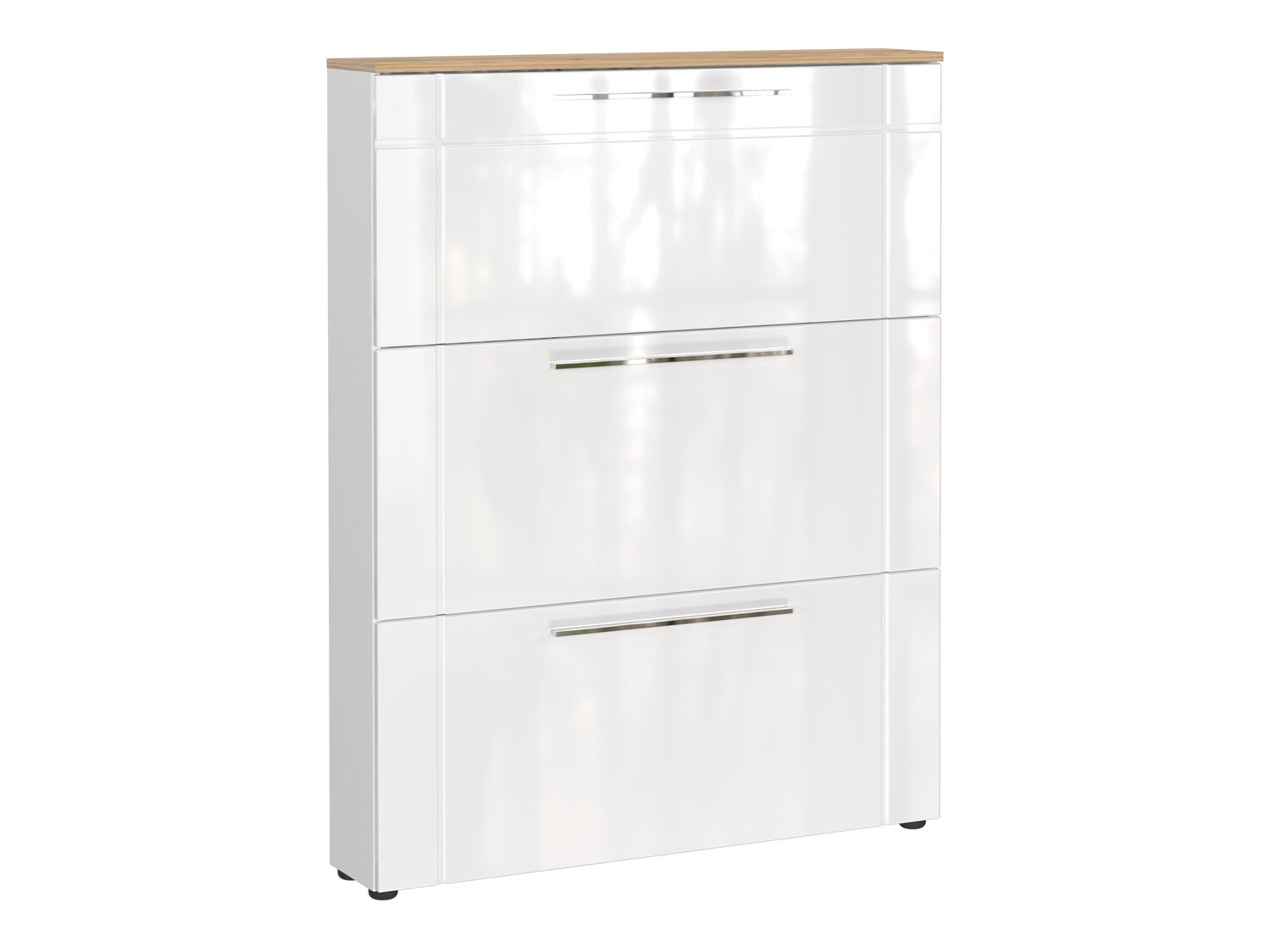 Schuhschrank Sacramento 404 (Weiß glänzend + Navarra eichenholzoptik)