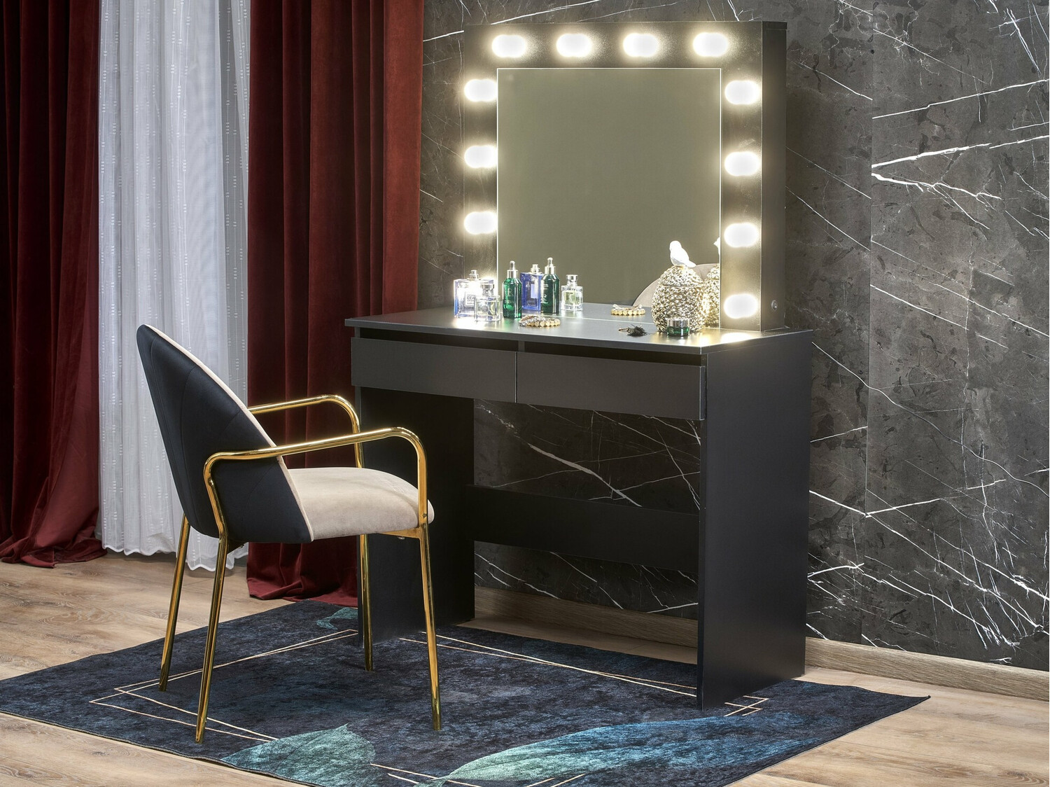 Schminktisch Houston Gaudium (Schwarz)