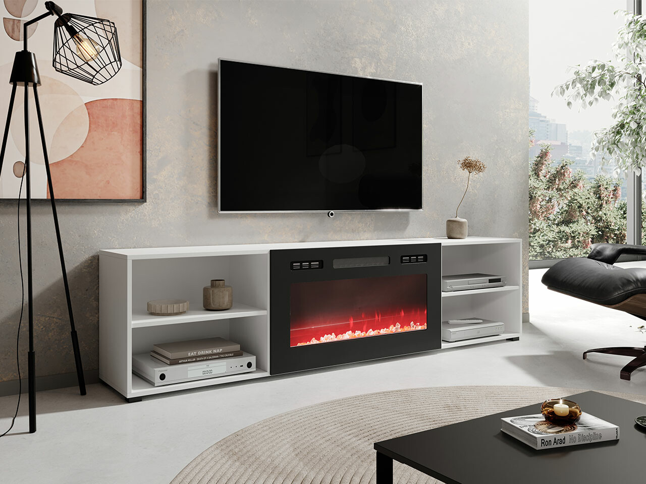 TV-Möbel Charlotte 191 (Weiß + Schwarz)