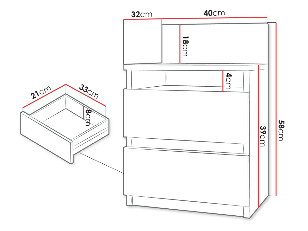 Nachttisch Comfivo Structor (Weiß)