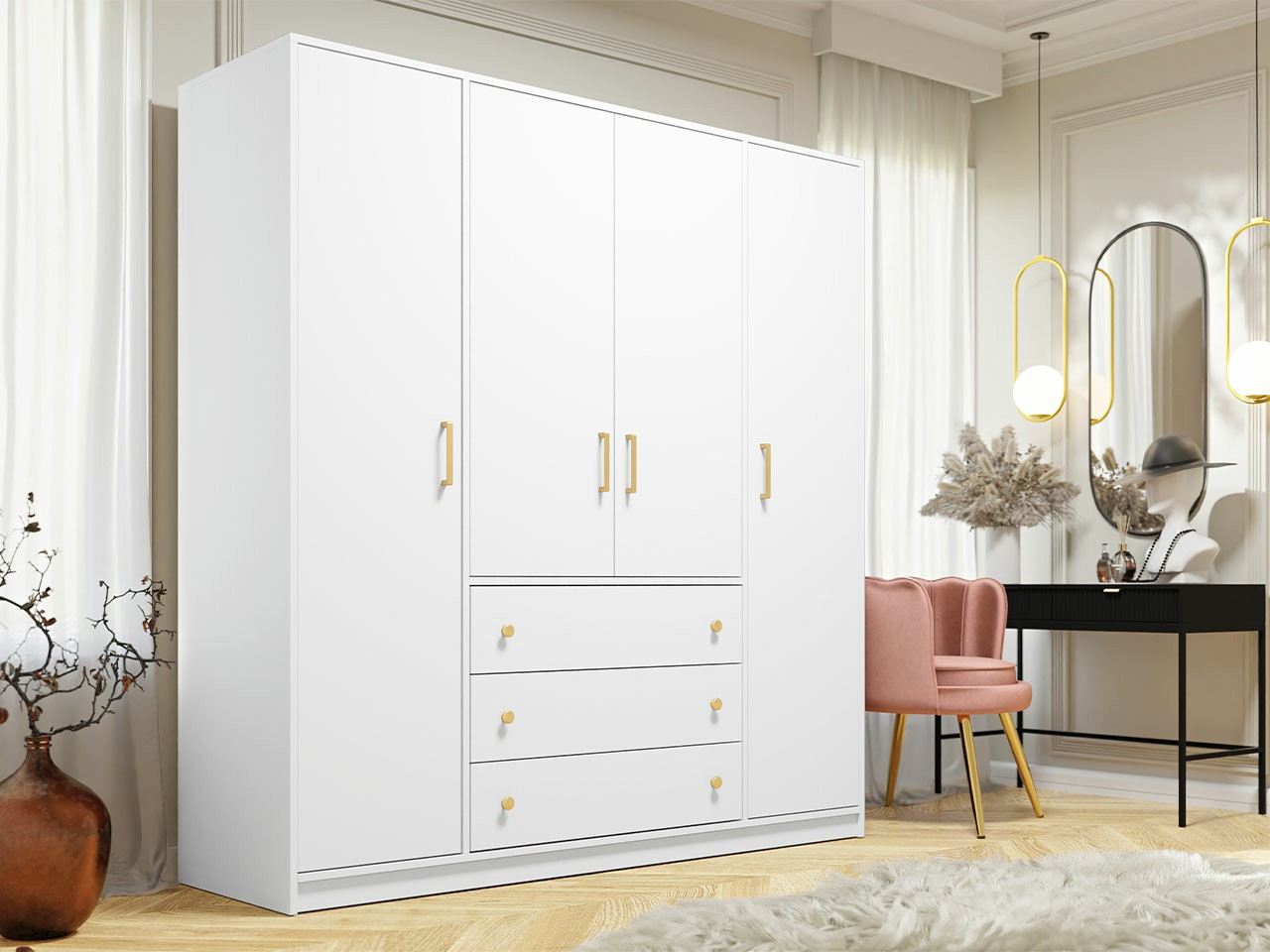 Kleiderschrank Musum I (Weiß)