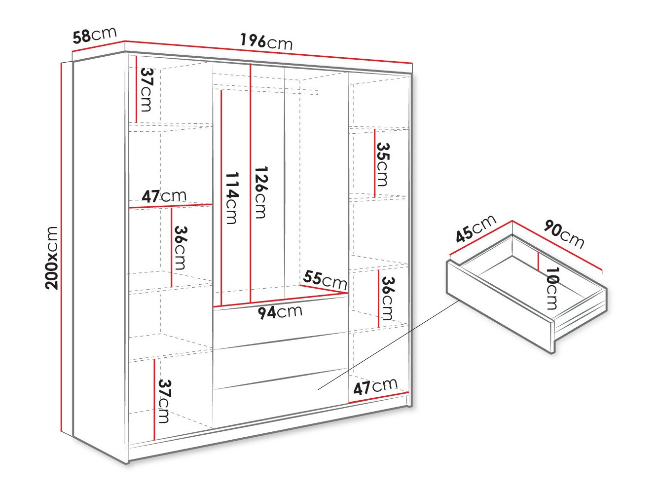 Kleiderschrank Musum I (Weiß)