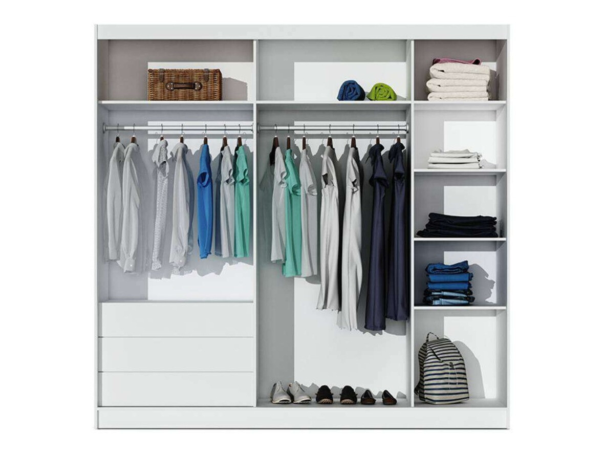 Kleiderschrank Honolulu 185 (Weiß + Schwarz)