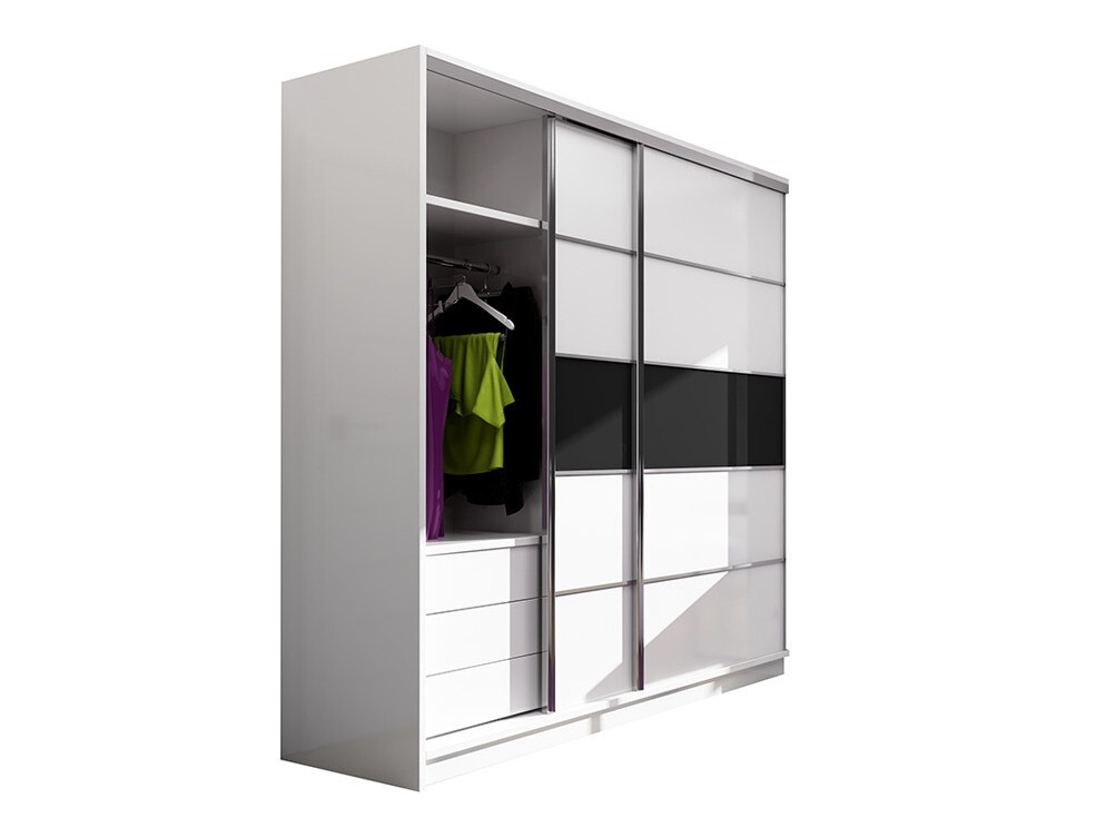 Kleiderschrank Honolulu 185 (Weiß + Schwarz)