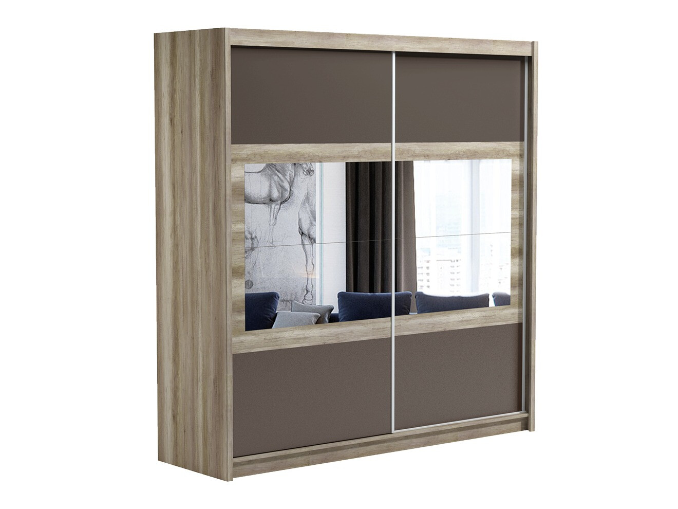 Kleiderschrank Honolulu 108 (Lava + Canyon eichenholzoptik)