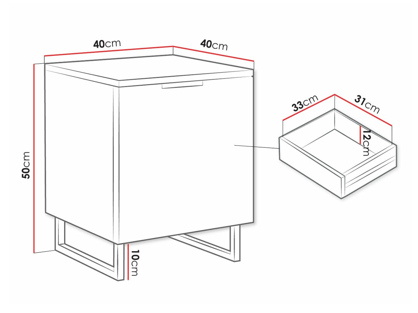 Nachttisch Sarasota 182 (Schwarz + Graphit)
