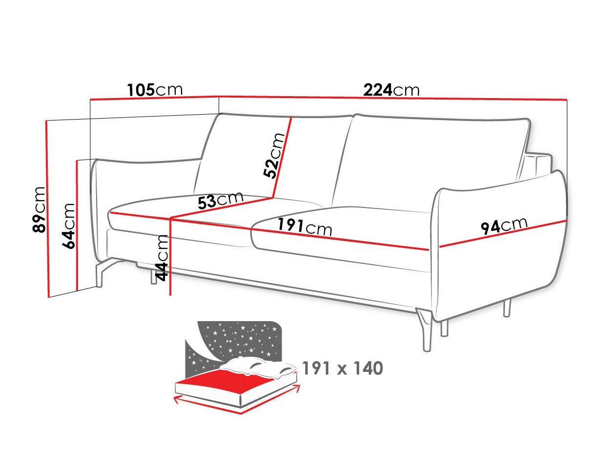 Schlafsofa Lincoln 180 (Soro 90)