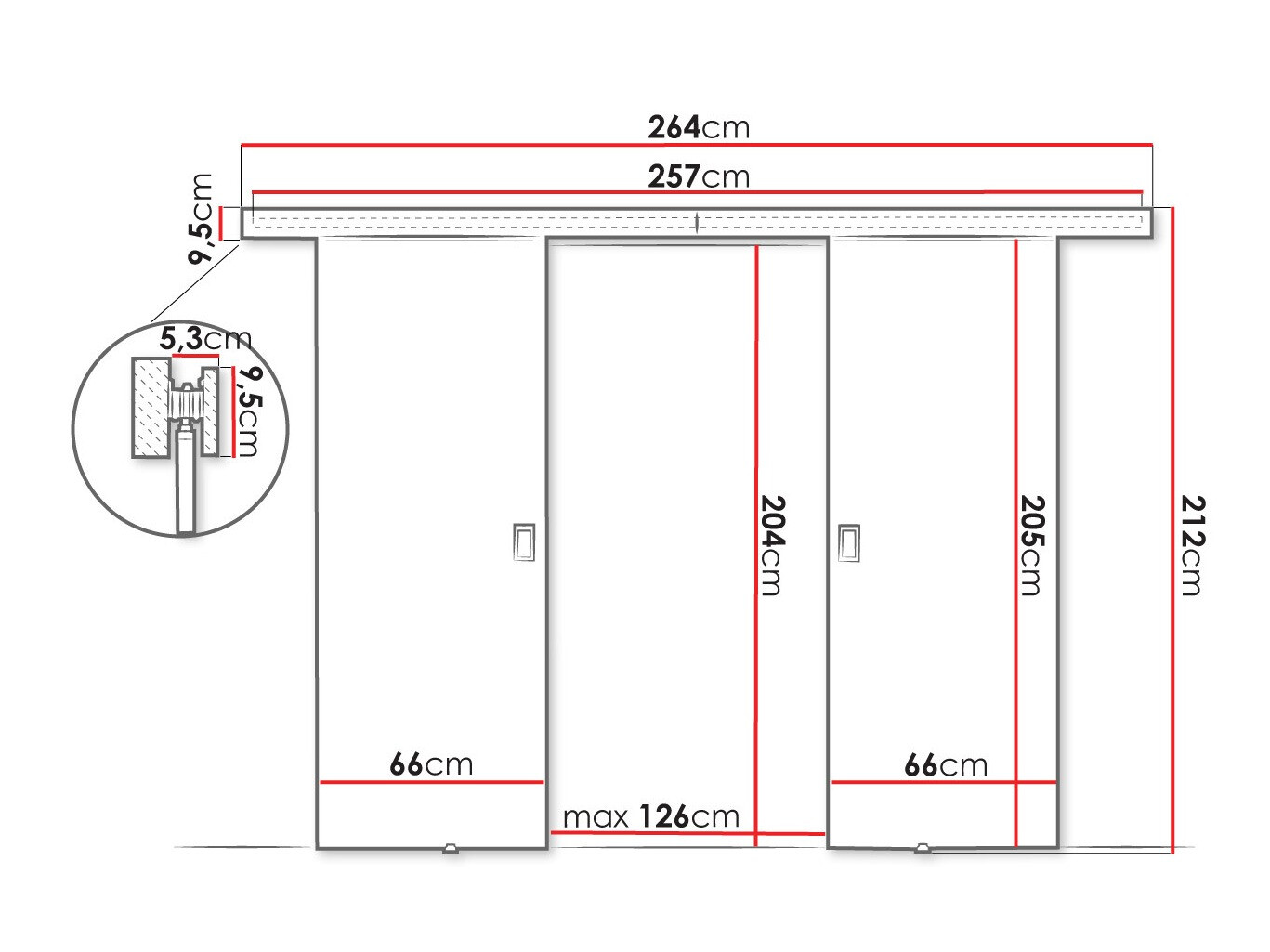 Schwebetür Dover 198 (Esche dunkel)