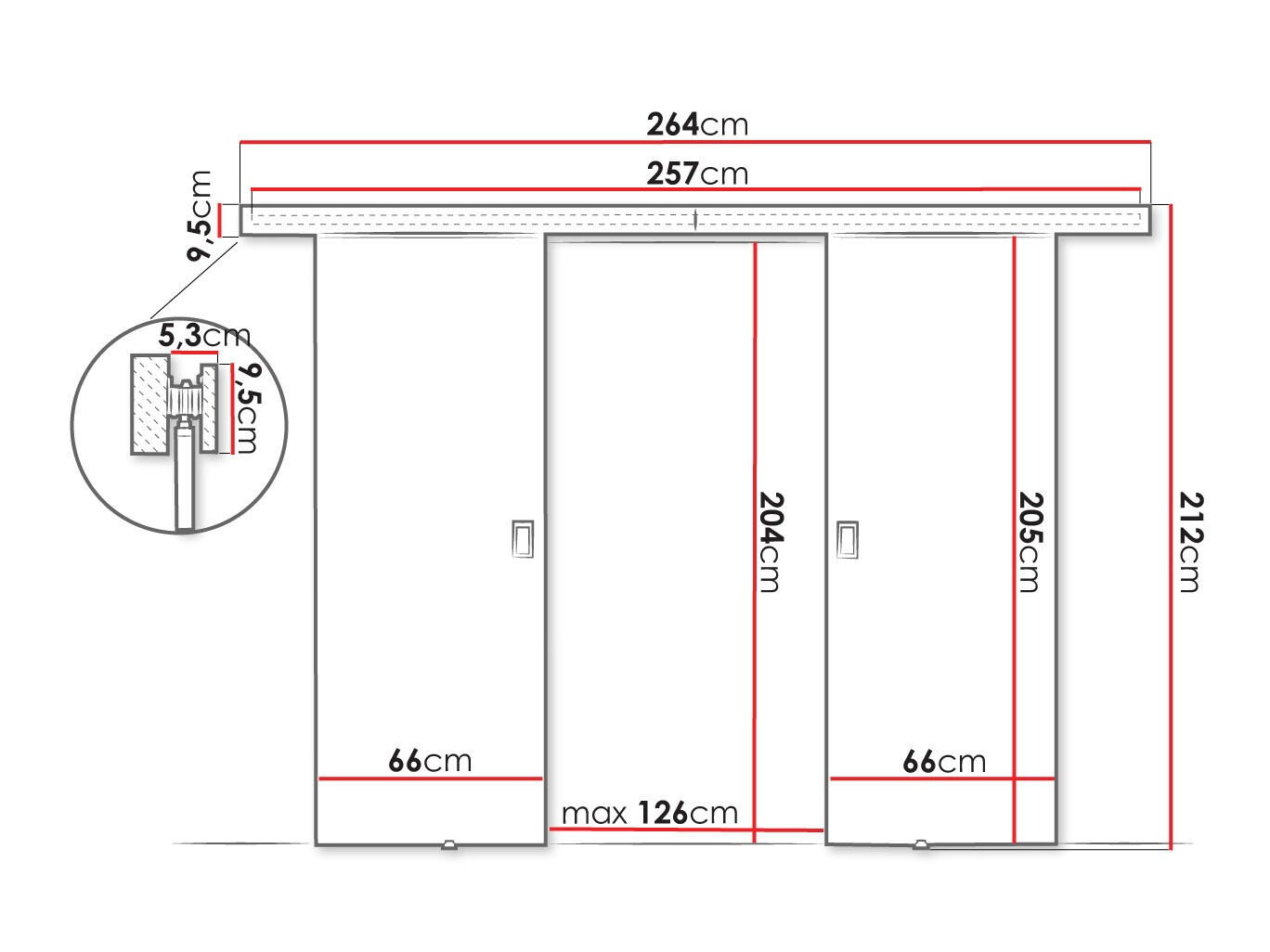 Schwebetür Dover 198 (Weiß)
