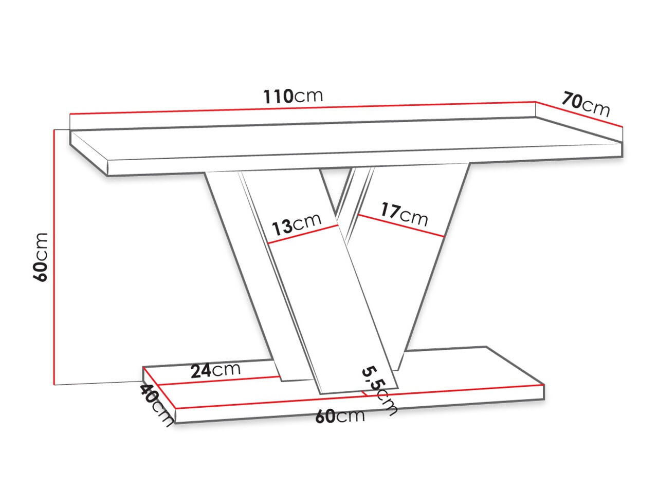 Couchtisch Goodyear 128 (Artisan Eichenholzoptik + Schwarz)