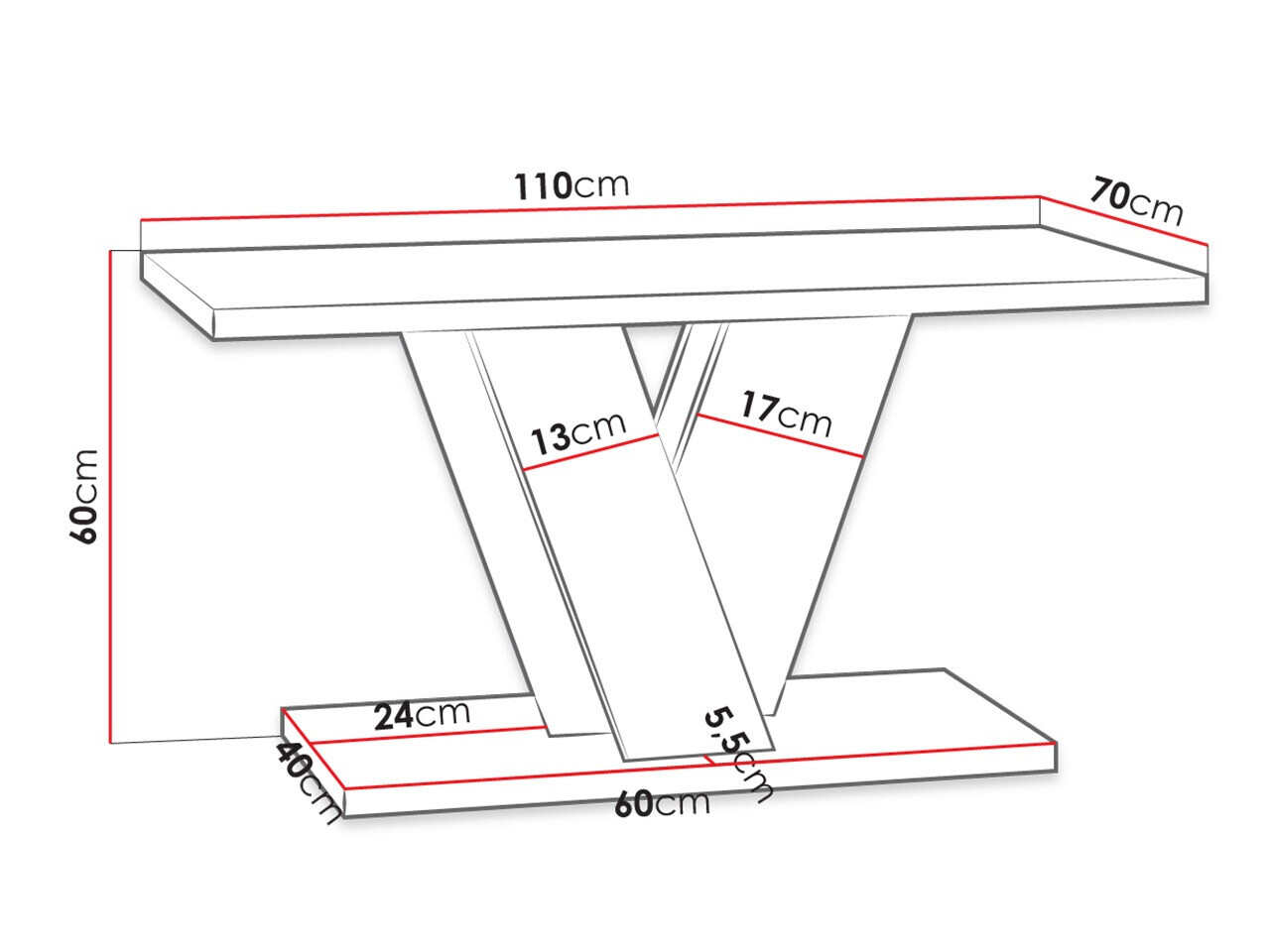 Couchtisch Goodyear 128 (Grau + Weiß)