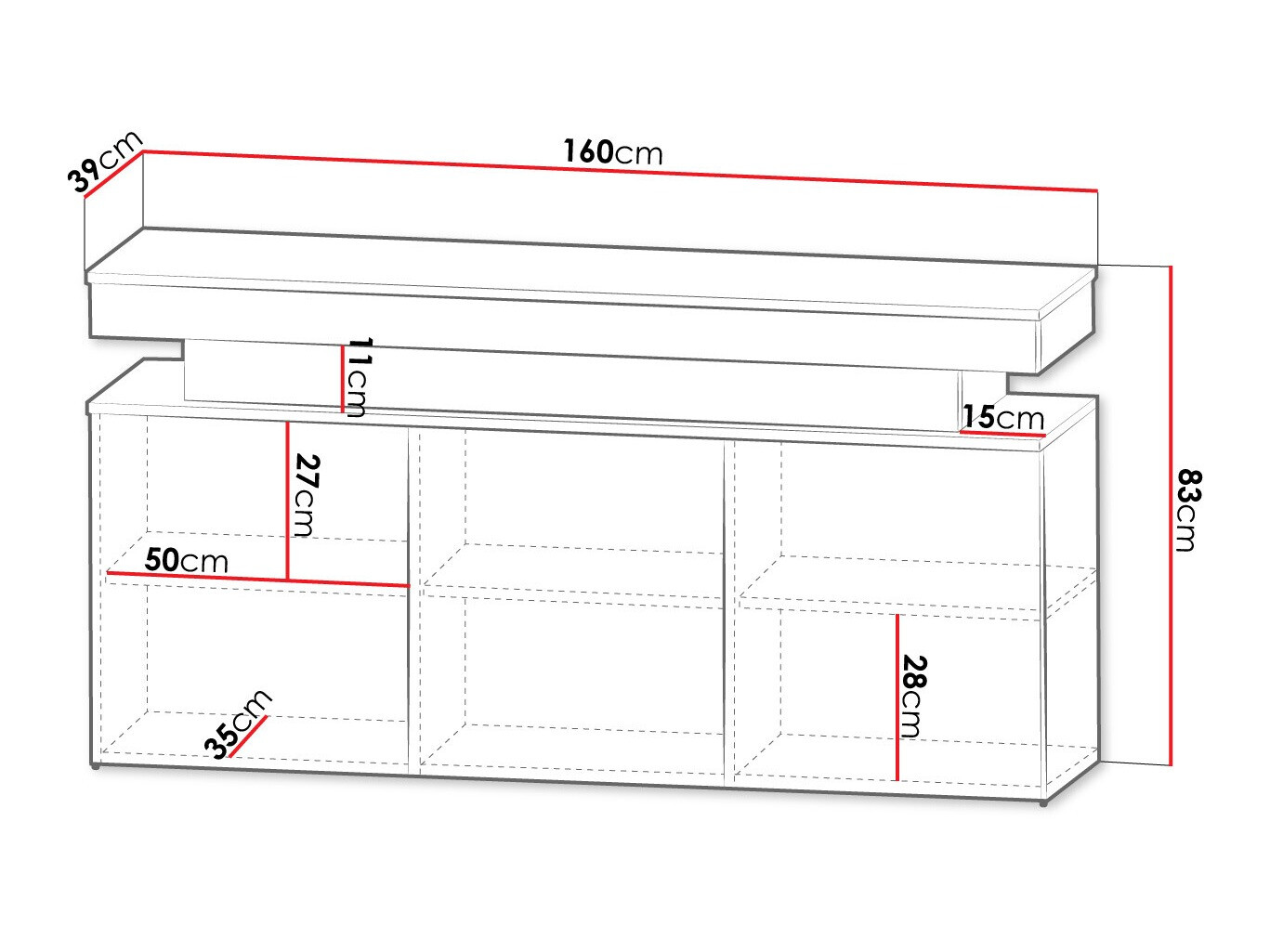 Sideboard Monfero (Weiß + Weiß glänzend)