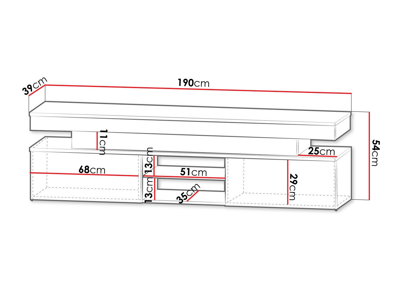 TV-Möbel Monfero (Schwarz + Schwarz glänzend)