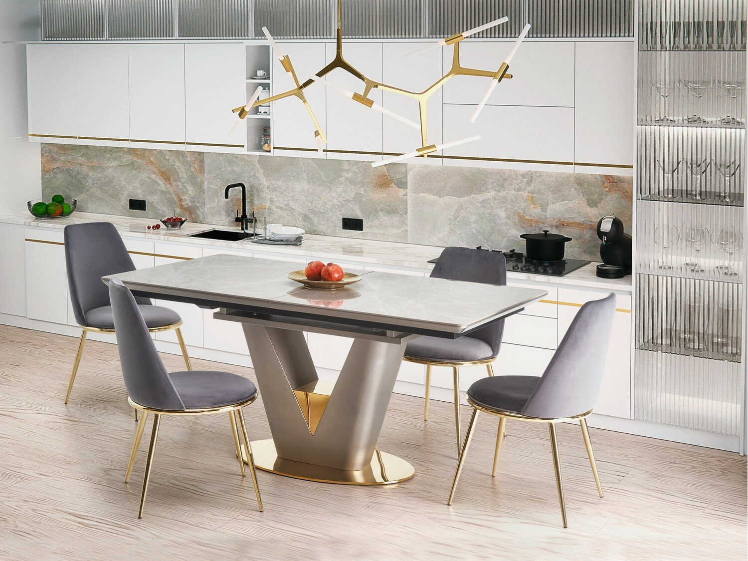 Stuhl Houston 1327 (Grau + Gold)