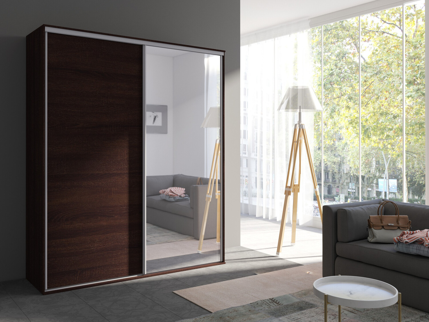 Kleiderschrank Murrieta 180 (Eichenholzoptik Sonoma dunkel)