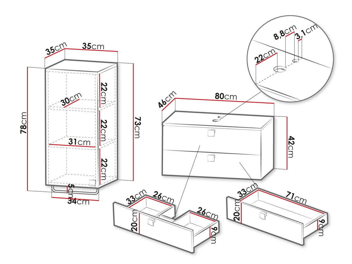 Badezimmer-Set Panium I (Weiß)