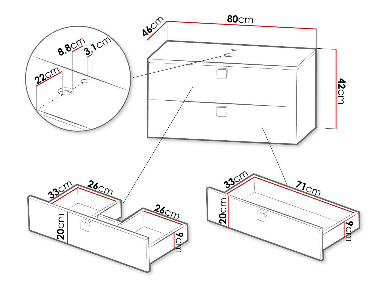 Hängeschrank für Waschbecken Orlvera 102 (Schwarz)