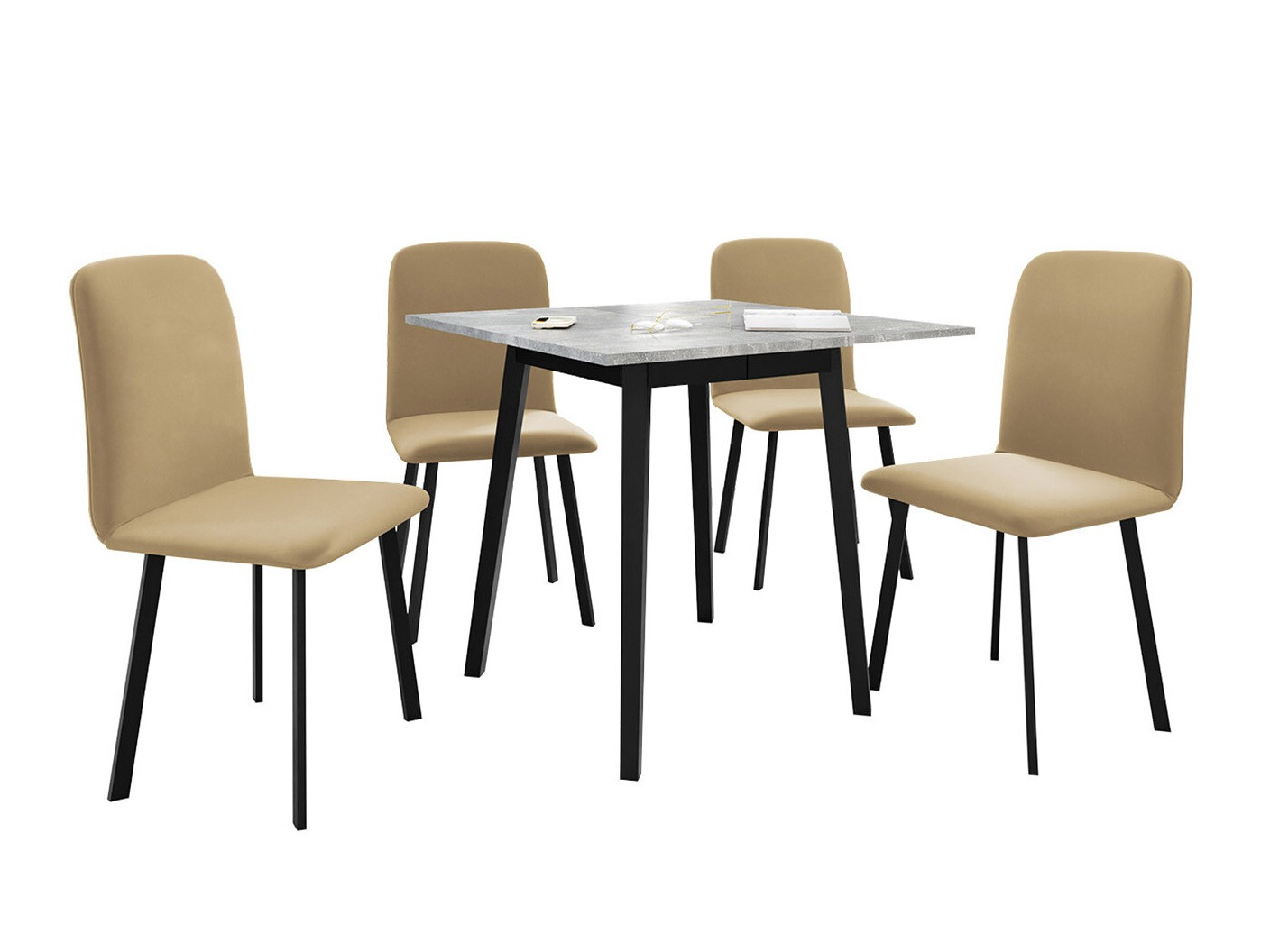 Essgruppe Edmond 116 (Grauer Marmor + Schwarz)