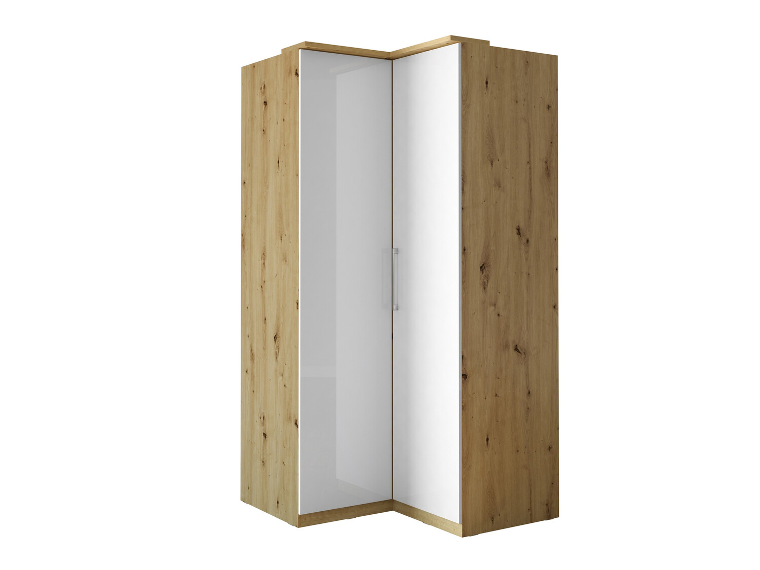 Eckkleiderschrank Tenodea 105 (Artisan Eichenholzoptik + Weiß glänzend)