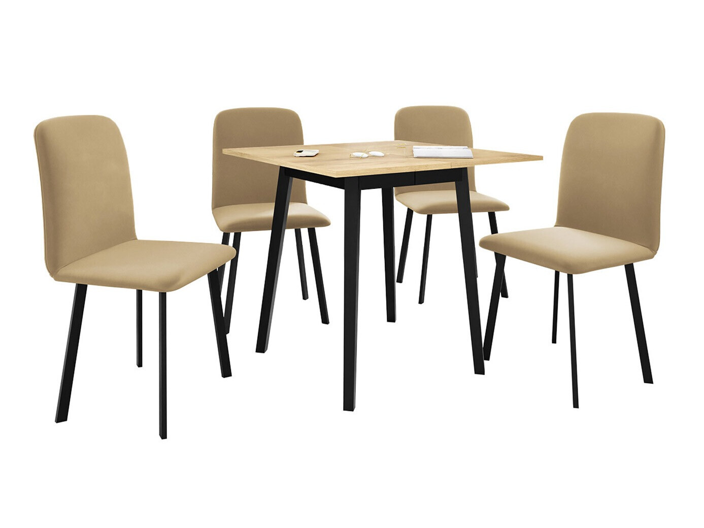 Essgruppe Edmond 116 (Craft goldene Eichenholzoptik + Schwarz)