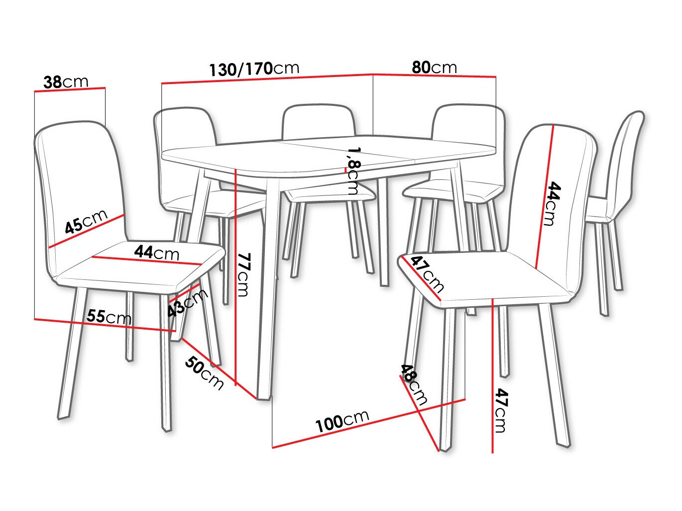 Essgruppe Edmond 117 (Craft goldene Eichenholzoptik + Schwarz)
