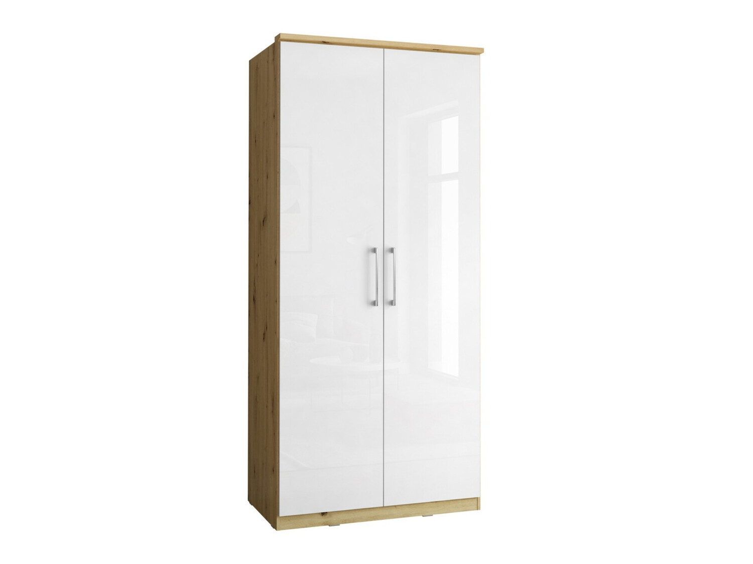 Kleiderschrank Tenodea 107 (Artisan Eichenholzoptik + Weiß glänzend)