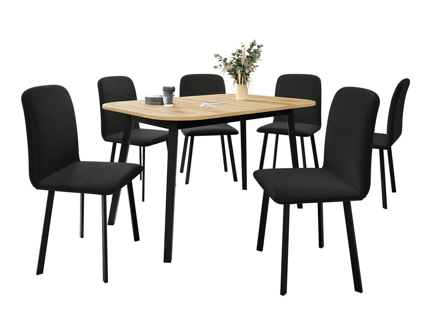 Essgruppe Edmond 117 (Craft goldene Eichenholzoptik + Schwarz)