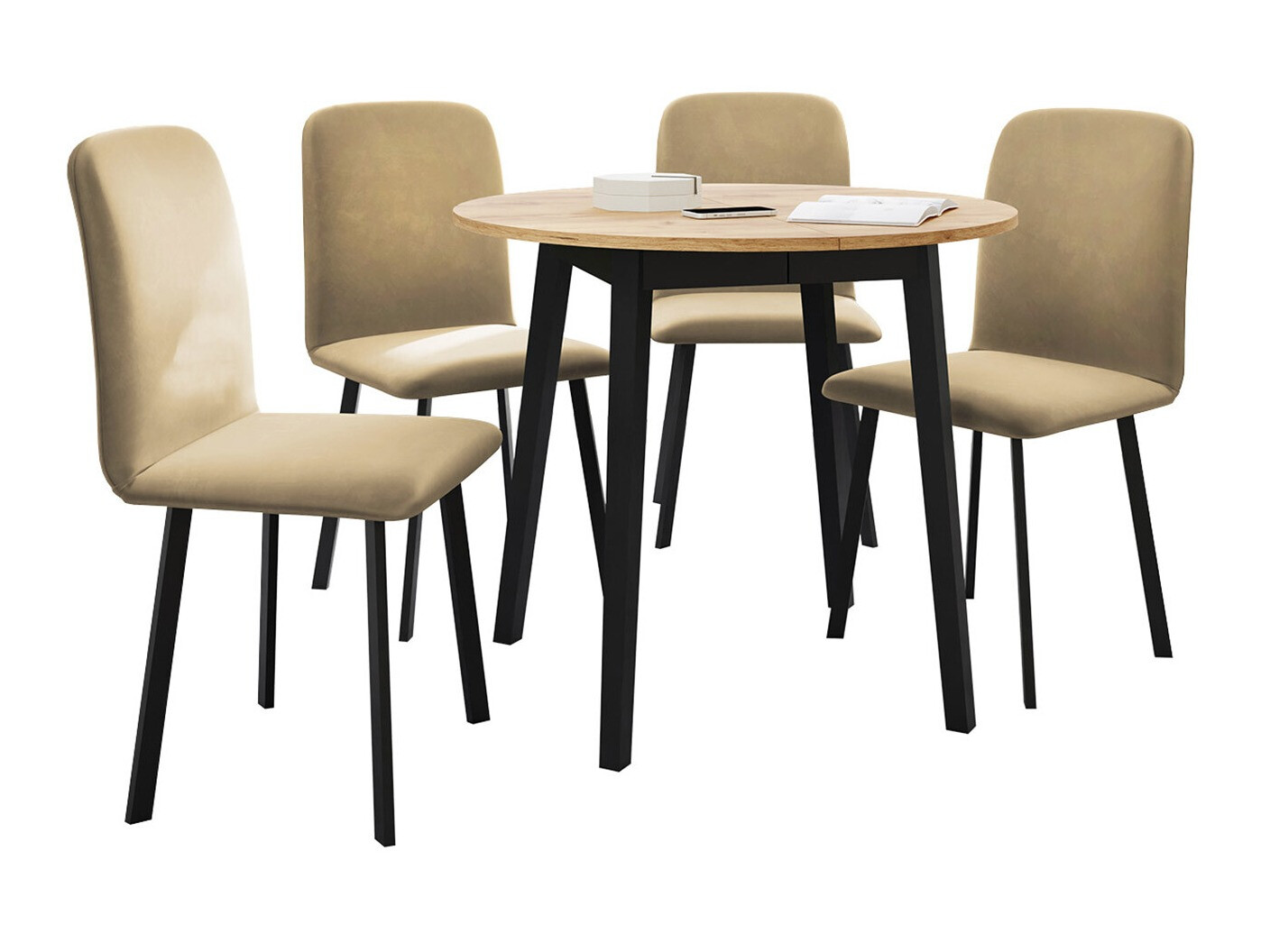 Essgruppe Edmond 119 (Craft goldene Eichenholzoptik + Schwarz)