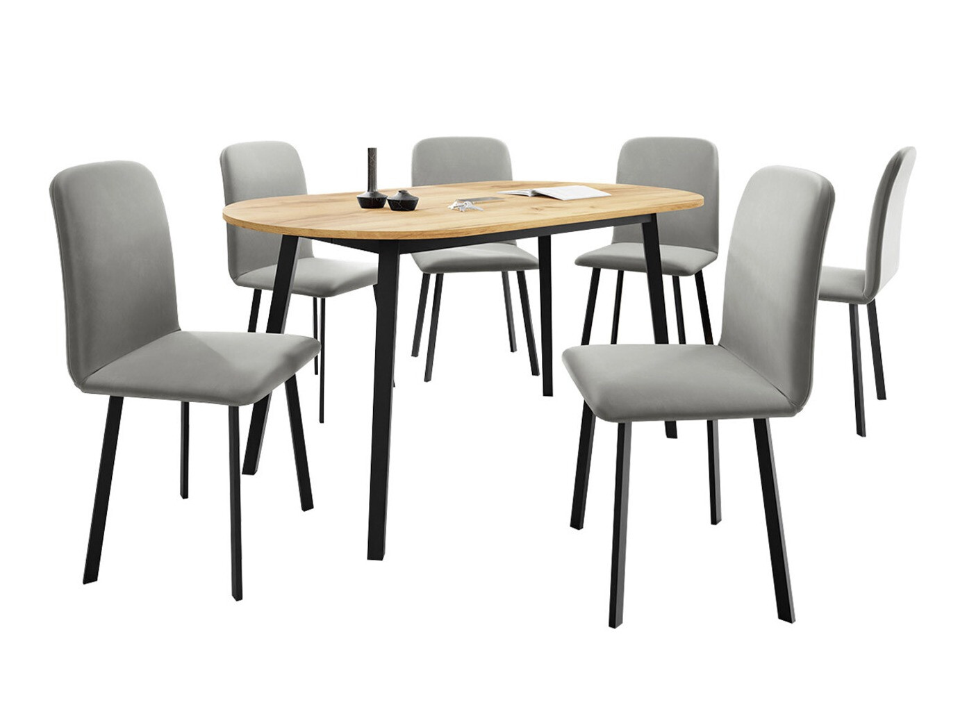 Essgruppe Edmond 121 (Craft goldene Eichenholzoptik + Schwarz)