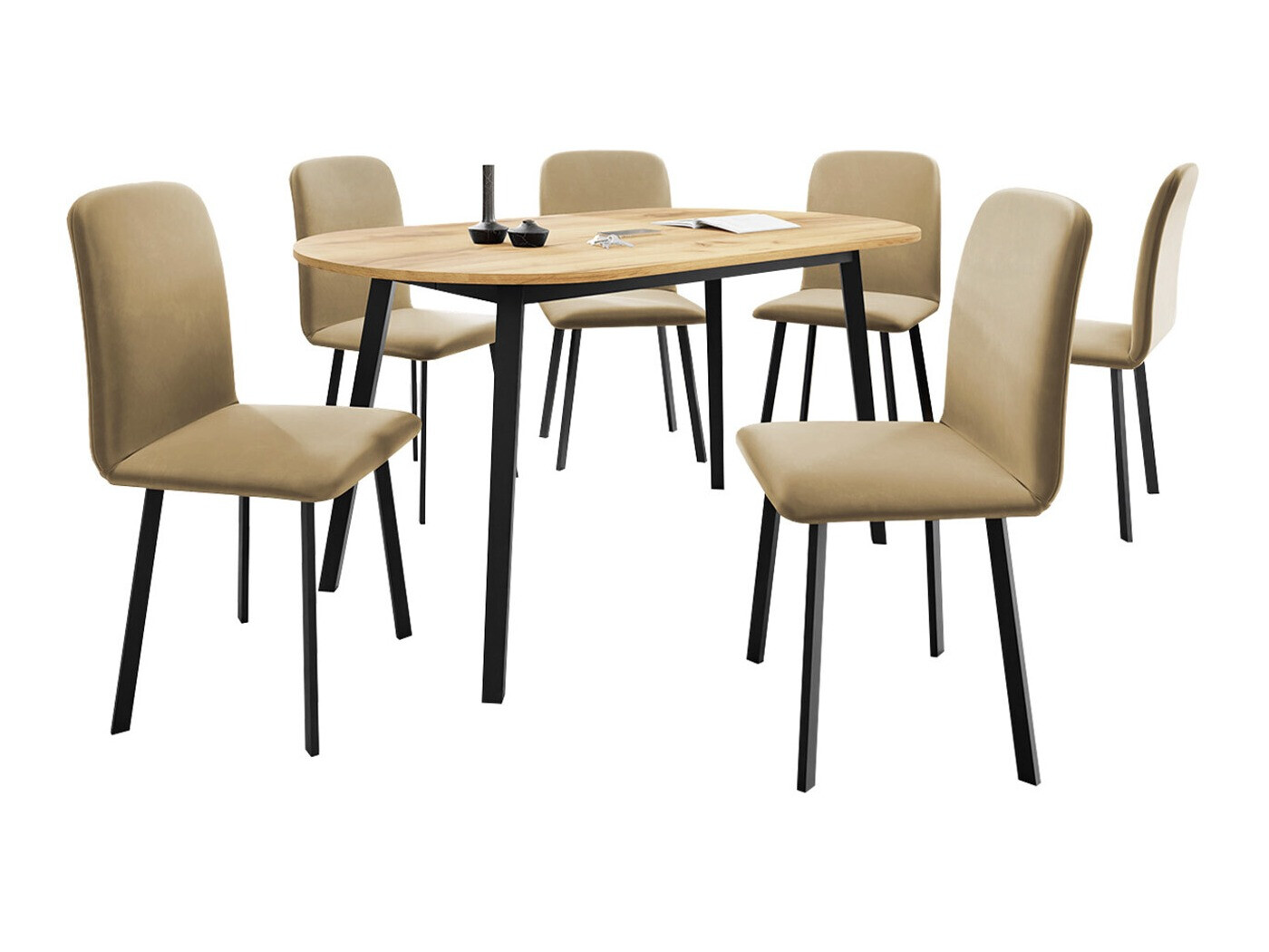 Essgruppe Edmond 121 (Craft goldene Eichenholzoptik + Schwarz)