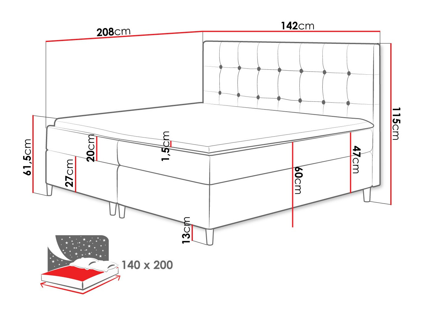 Boxspringbett Caseus (Magic Velvet 2257)