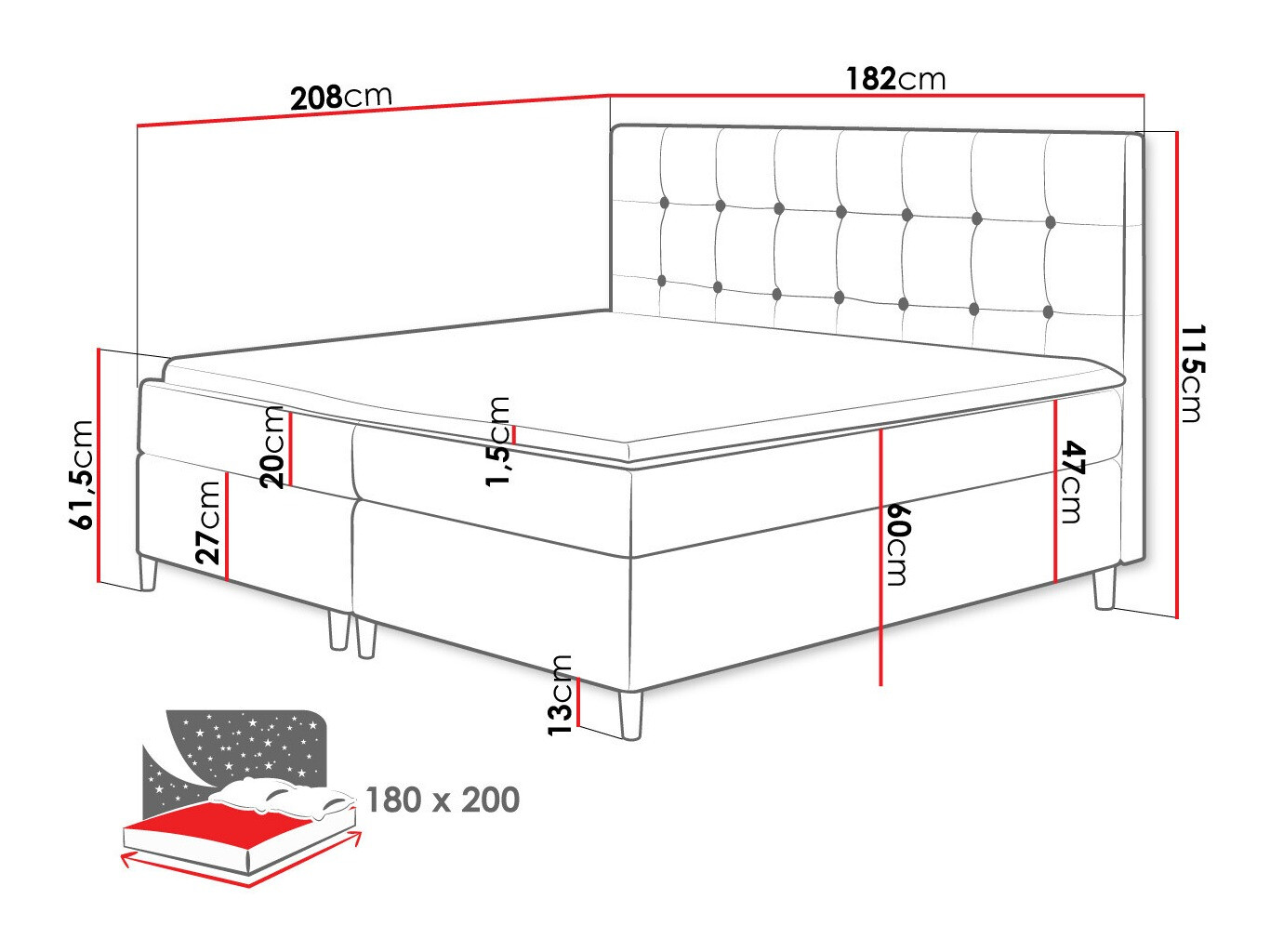 Boxspringbett Caseus (Magic Velvet 2257)