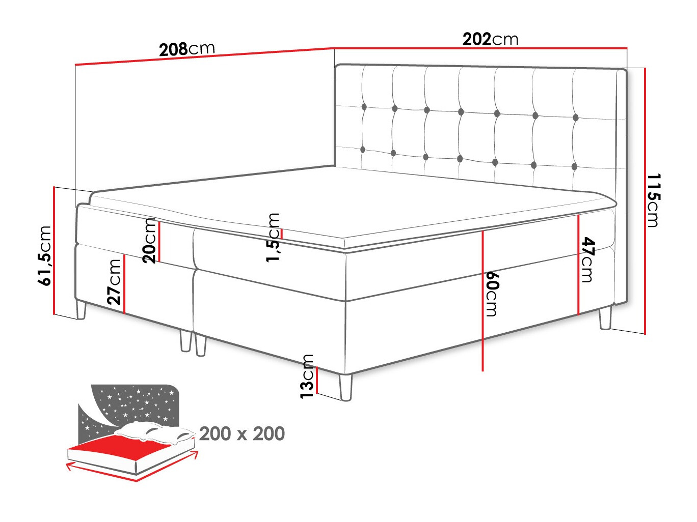 Boxspringbett Caseus (Magic Velvet 2257)
