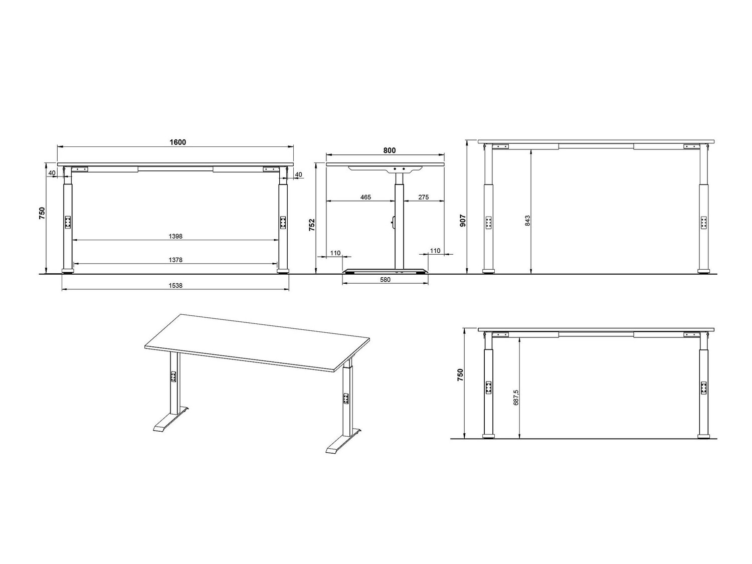 Bürotisch Feltoru 116 (Graphit)