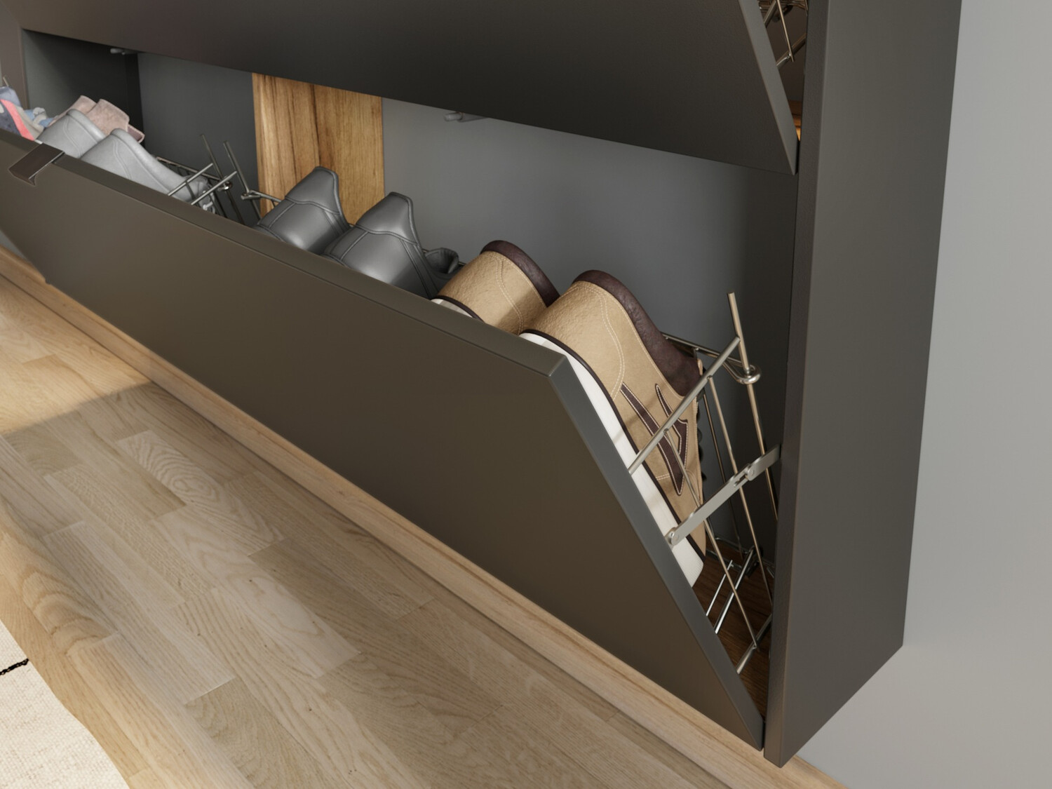 Schuhschrank Cirsale 108 (Graphit + Navarra eichenholzoptik)