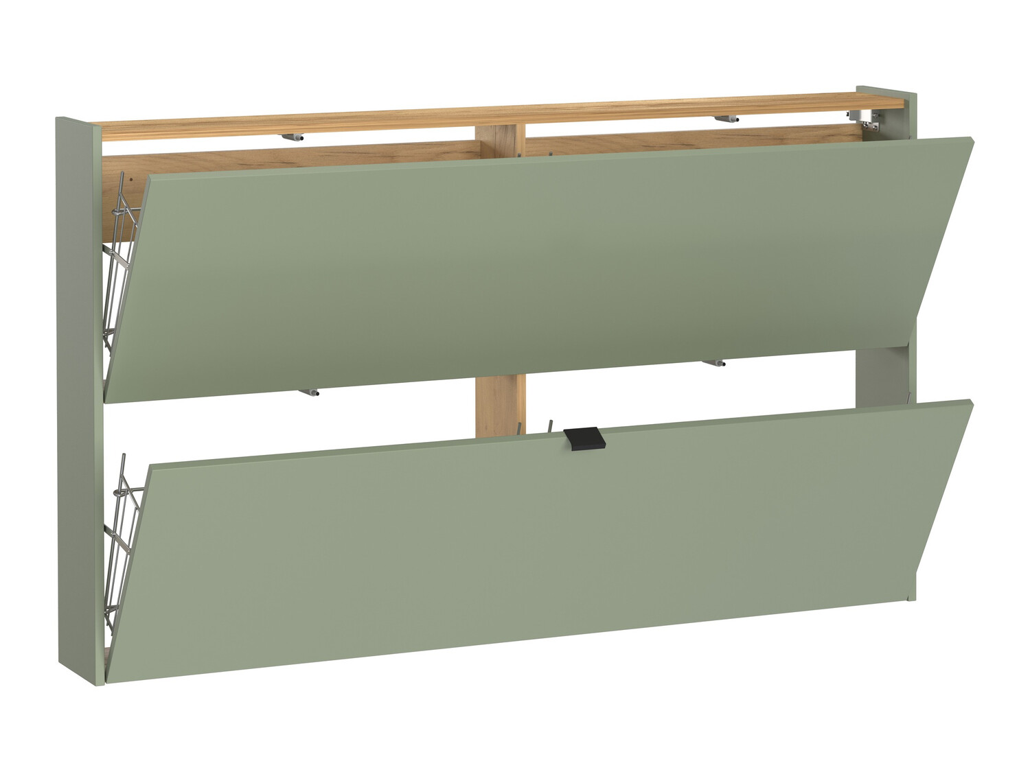 Schuhschrank Cirsale 108 (Staubiges Grün + Navarra eichenholzoptik)