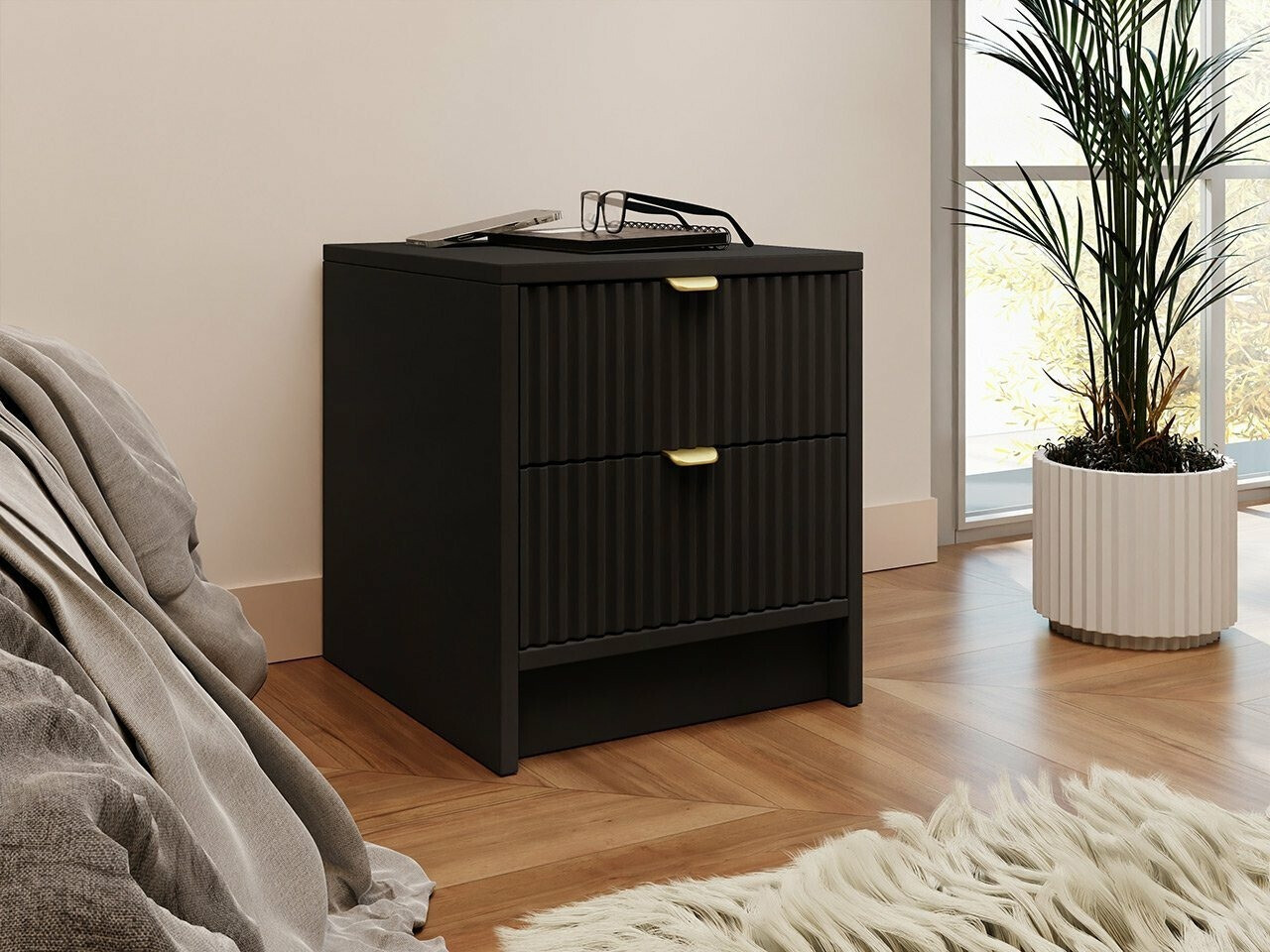 Nachttisch Comfivo Papilio (Schwarz)