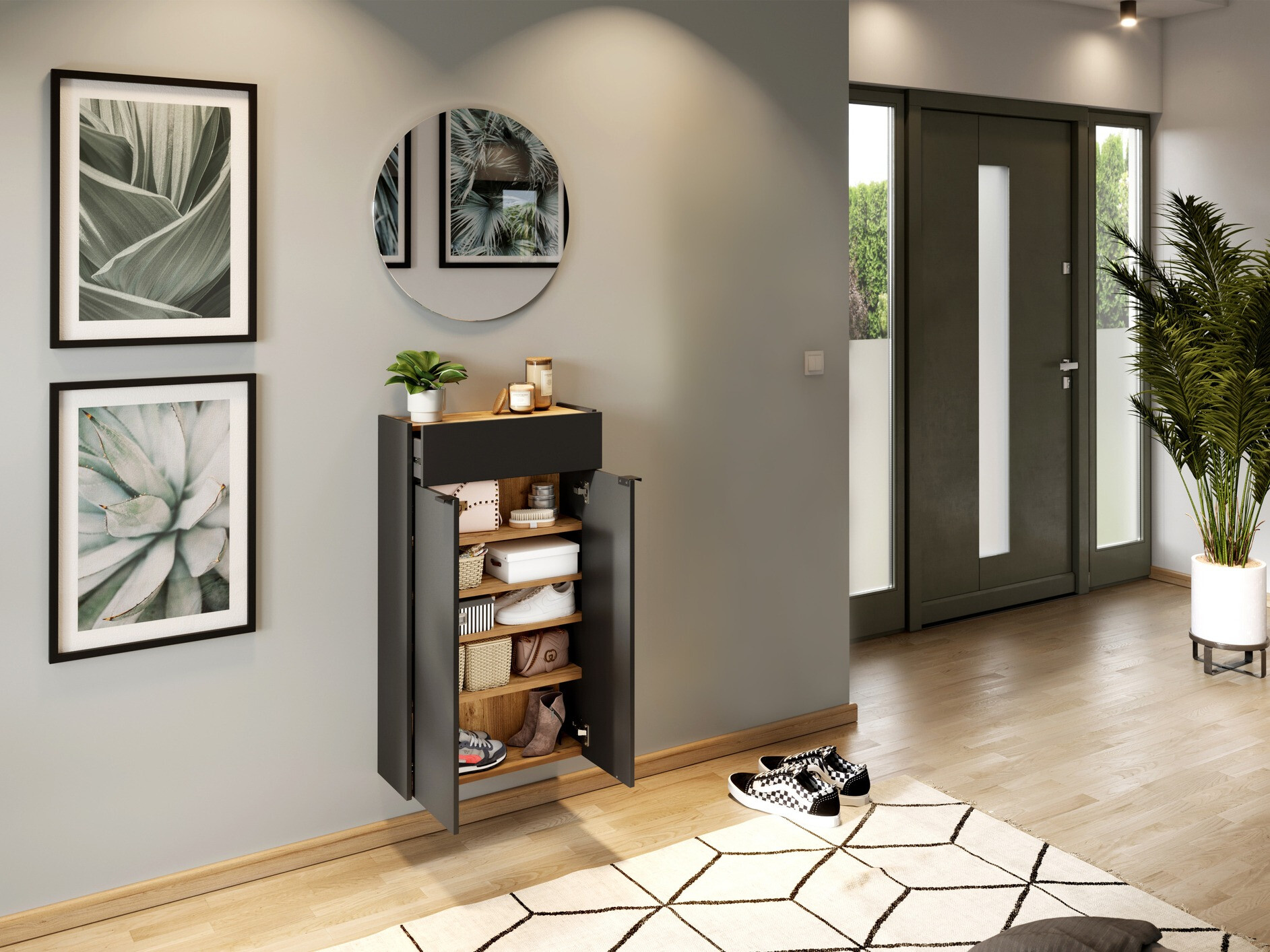 Flurgarnitur Cirsale 104 (Graphit + Navarra eichenholzoptik)