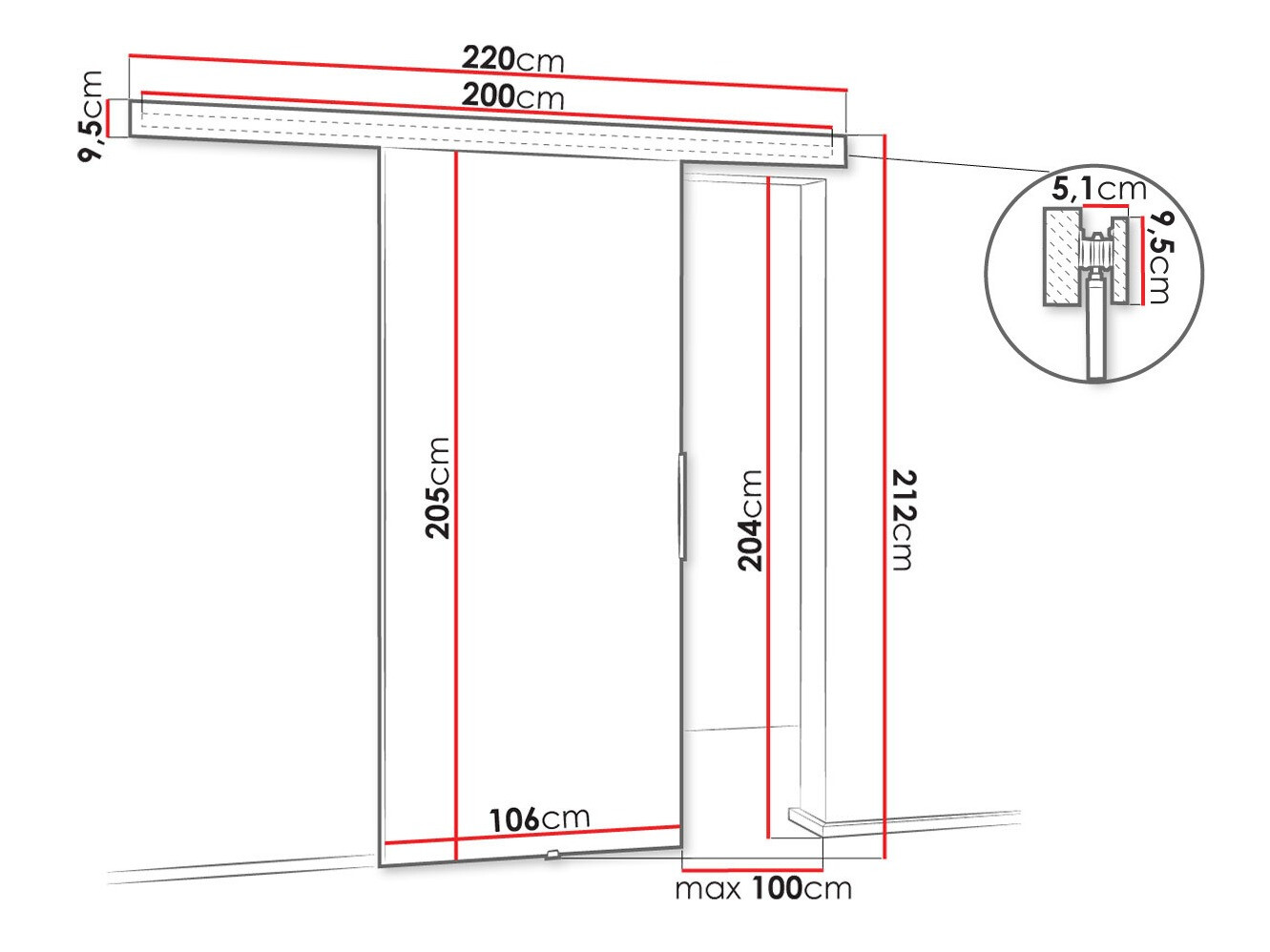 Schwebetür Dover 143 (Sonoma Eichenholzoptik)