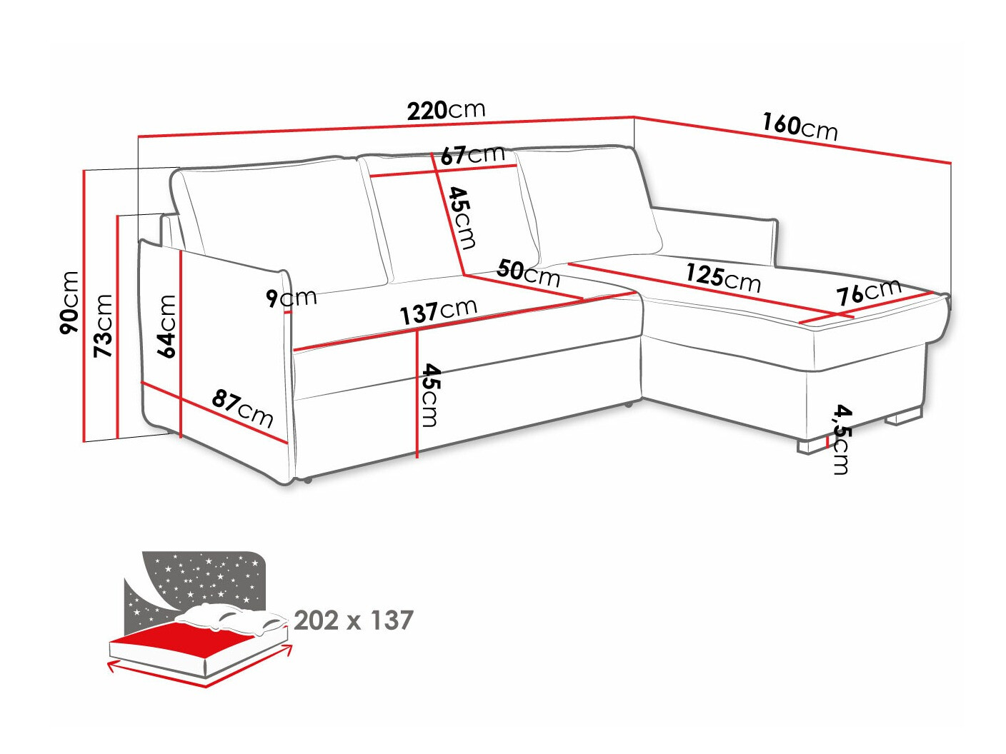 Ecksofa Columbus 208 (Neve 77)