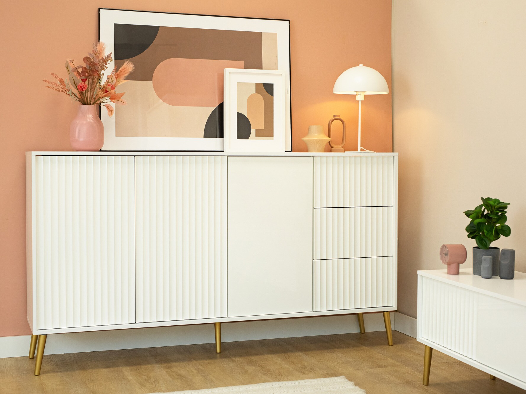 Kommoden Cirferi 102 (Weiß + Gold)