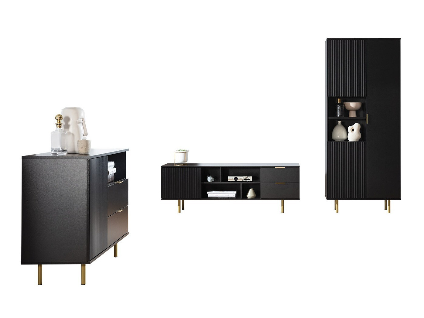 Wohnzimmer-Sets Decus II (Schwarz)